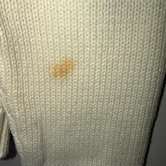 Lands' End Drifter Cable Knit Womens Size Small Cream Long Sleeve Cotton Sweater - Picture 5 of 7